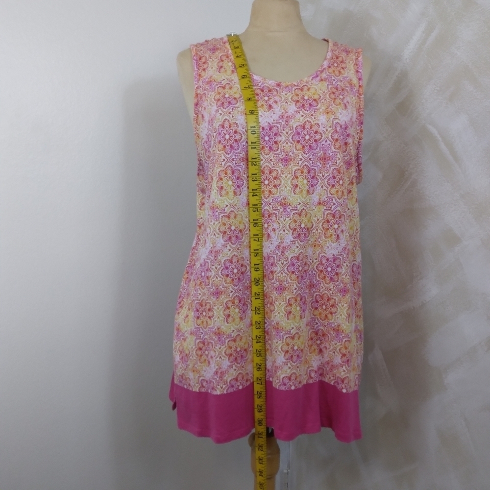XL Floral Medallion Tank Top Tunic Stretch Print Bright Kim Rogers - Picture 3 of 9